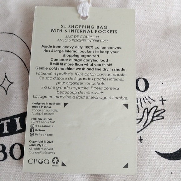 Eco Circa XL Cotton Canvas Ouija Board Game Bag w/ 6 Internal Pockets Halloween - Picture 5 of 11